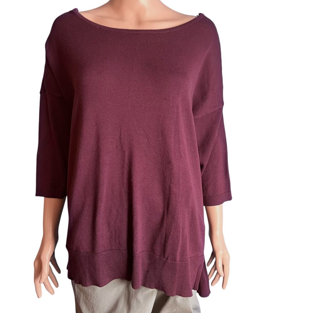 Roz & Ali Zip Shoulder Pullover Sweater 1X Casual Preppy Comfortable Soft Cozy
